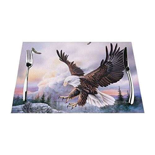 Set de table Aigle noir en polyester 45.7x30.5 cm