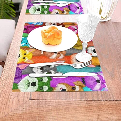 Set de table Chien noir en pvc 6 pièces 45.7x30.5 cm variant 3 