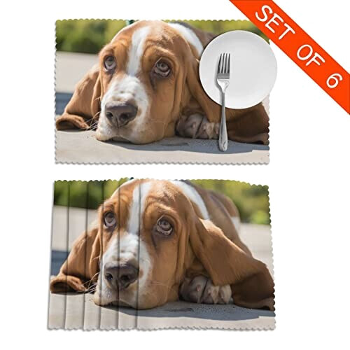 Set de table Chien blanc en polyester 15 pièces 45.7x30.5 cm variant 2 