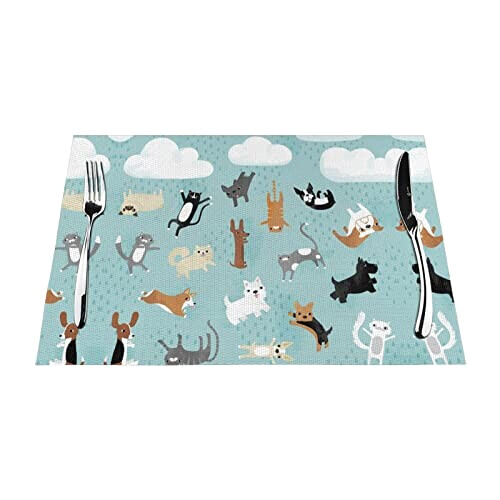 Set de table Chien noir en polyester 45.7x30.5 cm