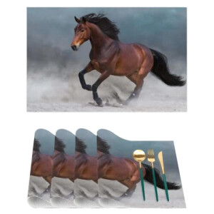 Set de table Cheval running horse en polyester 4 pièces 29.5x44.5 cm