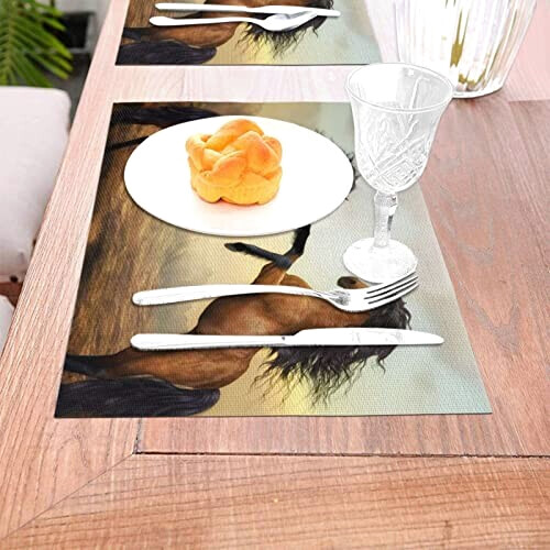 Set de table Cheval noir en polyester 4 pièces 45.7x30.5 cm variant 3 