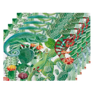 Set de table Caméléon animal chameleon cactus en polyester 4 pièces 45x30 cm