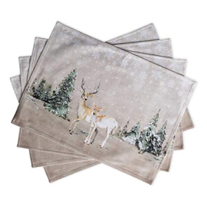 Set de table Cerf deer in the woods en coton 4 pièces 33x48 cm