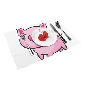 Set de table Cochon smile rose pig en polyester 4 pièces 30.5x45.7 cm