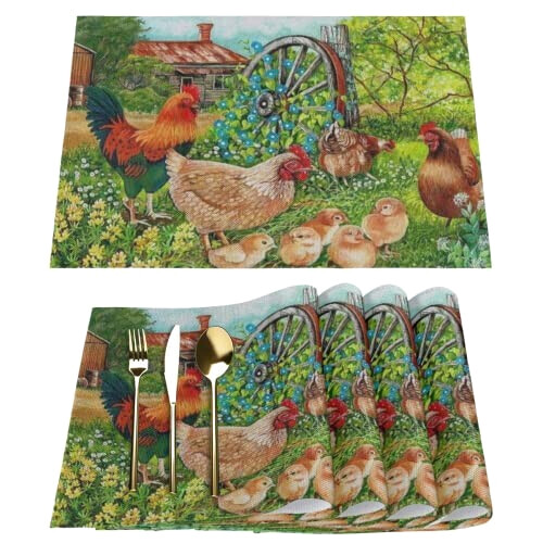 Set de table Coq en polyester 6 pièces 30.5x45.7 cm