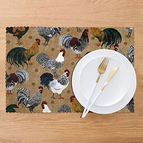 Set de table Coq blanc en polyester 6 pièces 45.7x30.5 cm variant 5 