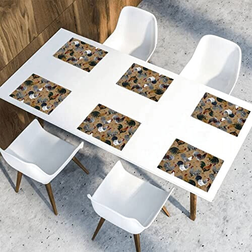 Set de table Coq blanc en polyester 6 pièces 45.7x30.5 cm variant 7 