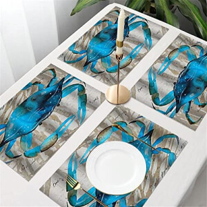 Set de table Crabe bleu 4 pièces 45x30 cm