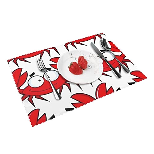 Set de table Crabe blanc en polyester 4 pièces 45.7x30.5 cm