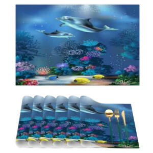 Set de table Dauphin underwater world dolphins en pvc 6 pièces 29.5x44.5 cm