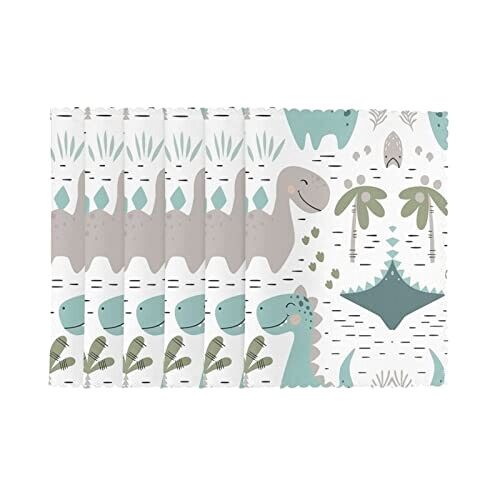 Set de table Dinosaure blanc en polyester 6 pièces 45.7x30.5 cm variant 0 