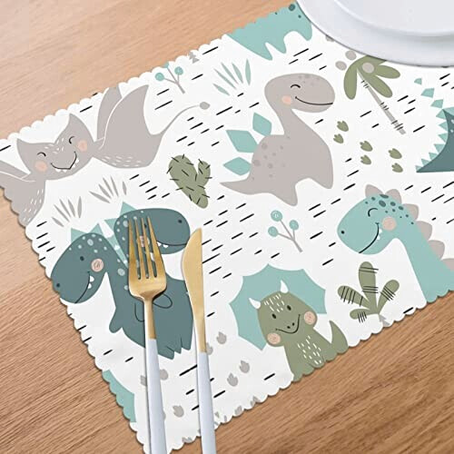 Set de table Dinosaure blanc en polyester 6 pièces 45.7x30.5 cm variant 6 