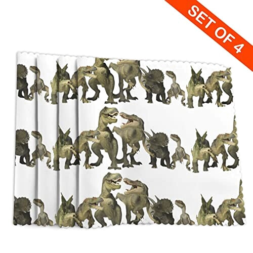 Set de table Dinosaure blanc en polyester 4 pièces 45.7x30.5 cm variant 2 