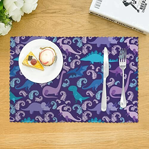 Set de table Dinosaure blanc en polyester 4 pièces 45.7x30.5 cm variant 1 