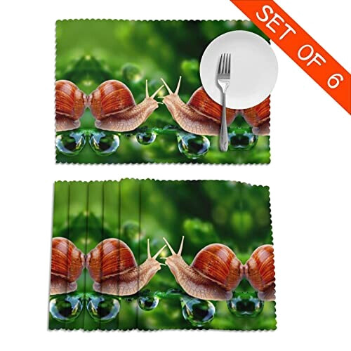 Set de table Escargot animal en polyester 6 pièces 45.7x30.5 cm variant 2 