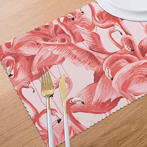 Set de table Flamant rose rose en polyester 6 pièces 45.7x30.5 cm variant 6 