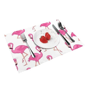 Set de table Flamant rose en polyester 4 pièces 30.5x45.7 cm