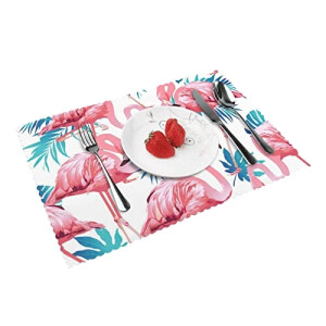 Set de table Flamant rose roseverte en polyester 4 pièces 30.5x45.7 cm