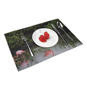 Set de table Flamant rose roses en polyester 4 pièces 45.7x30.5 cm