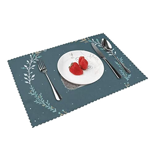 Set de table Hérisson blanc en polyester 4 pièces 45.7x30.5 cm