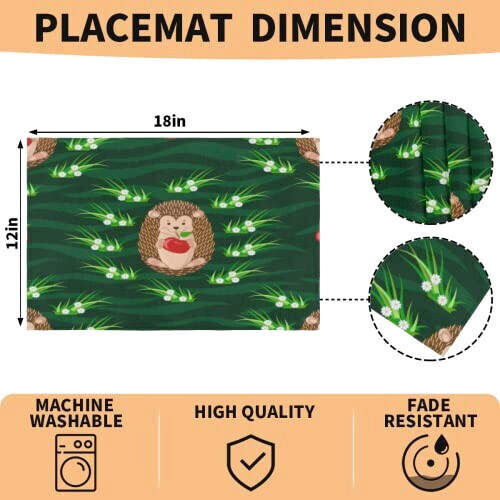 Set de table Hérisson en polyester 4 pièces 45.7x30.5 cm variant 1 