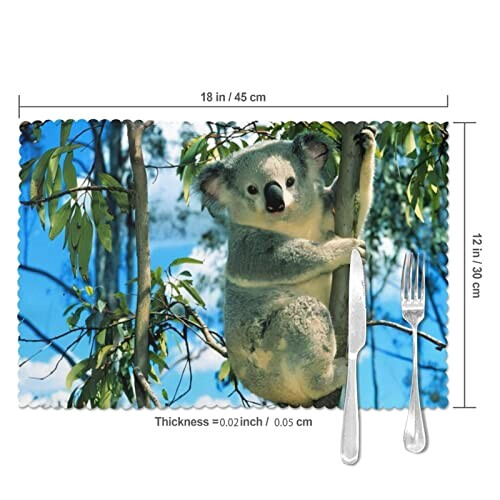 Set de table Koala blanc en polyester 6 pièces 45.7x30.5 cm variant 3 