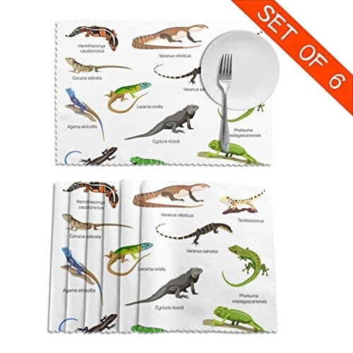 Set de table Lézard blanc en polyester 6 pièces 45.7x30.5 cm variant 2 