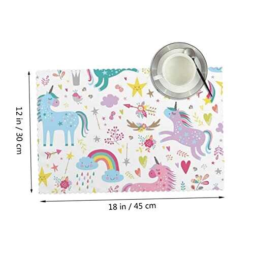 Set de table Licorne blanc en polyester 4 pièces 45.7x30.5 cm variant 0 