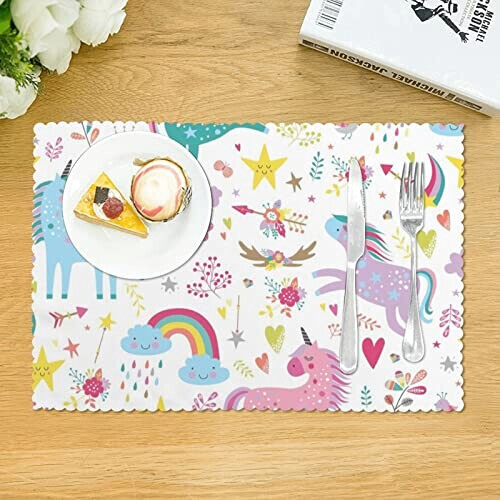 Set de table Licorne blanc en polyester 4 pièces 45.7x30.5 cm variant 1 