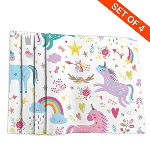 Set de table Licorne blanc en polyester 4 pièces 45.7x30.5 cm variant 2 