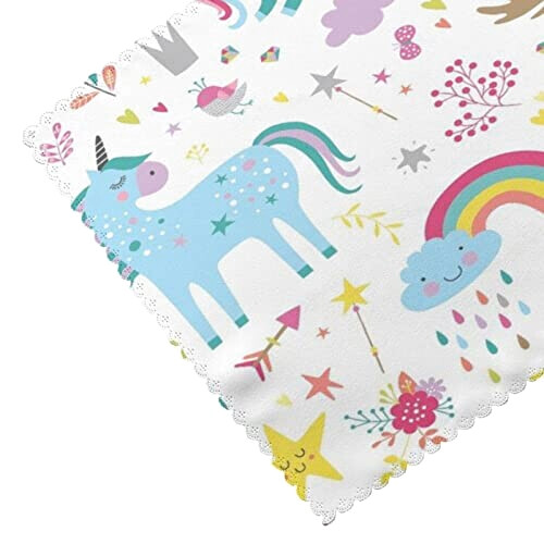 Set de table Licorne blanc en polyester 4 pièces 45.7x30.5 cm variant 3 