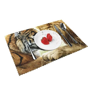 Set de table Lion tigre et en polyester 4 pièces 45.7x30.5 cm