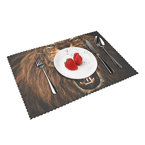 Set de table Lion en colère en polyester 4 pièces 45.7x30.5 cm