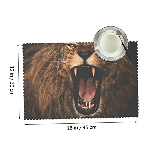 Set de table Lion en colère en polyester 4 pièces 45.7x30.5 cm variant 0 
