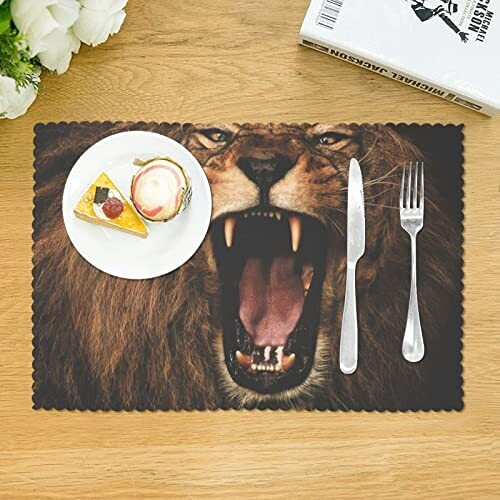 Set de table Lion en colère en polyester 4 pièces 45.7x30.5 cm variant 1 