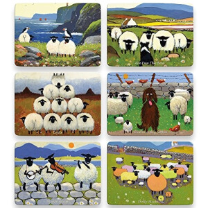 Set de table Mouton multicolore en liège 6 pièces