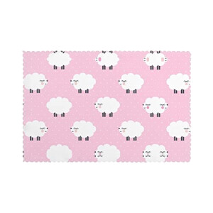 Set de table Mouton rose en polyester 6 pièces 45.7x30.5 cm