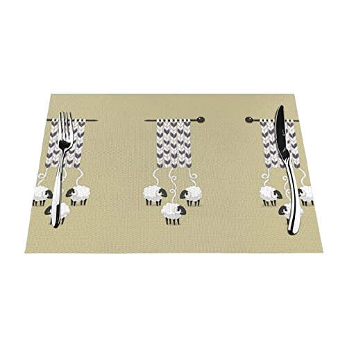 Set de table Mouton noir en polyester 45.7x30.5 cm