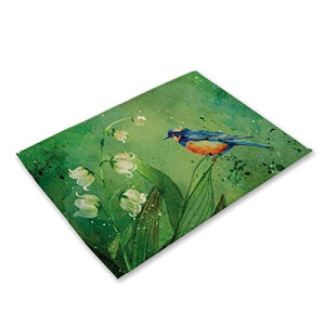 Set de table Oiseau vert en plastique 8 pièces 30x45 cm