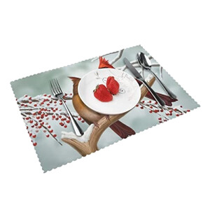 Set de table Oiseau rouges en polyester 4 pièces 30.5x45.7 cm