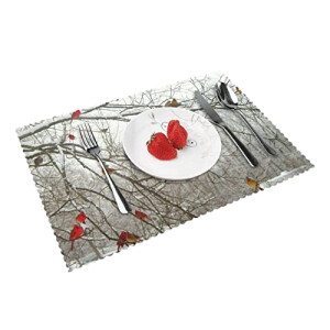 Set de table Oiseau rouges en polyester 4 pièces 30.5x45.7 cm