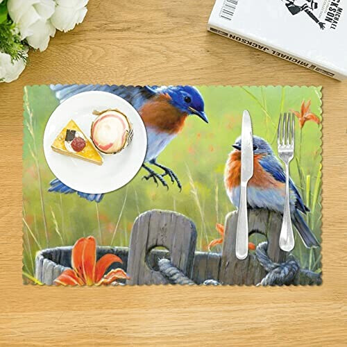 Set de table Oiseau blanc en polyester 4 pièces 45.7x30.5 cm variant 1 