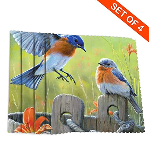 Set de table Oiseau blanc en polyester 4 pièces 45.7x30.5 cm variant 2 