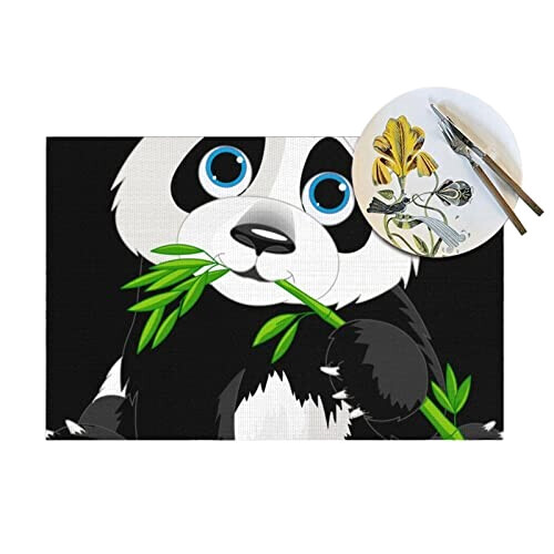 Set de table Panda blanc en polyester 45.7x30.5 cm variant 2 