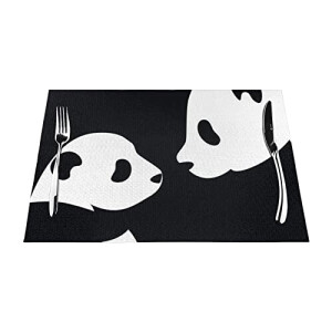 Set de table Panda blanc en polyester 45.7x30.5 cm