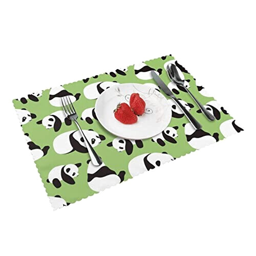 Set de table Panda blanc en polyester 4 pièces 45.7x30.5 cm