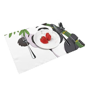 Set de table Panda blanc en polyester 4 pièces 45.7x30.5 cm