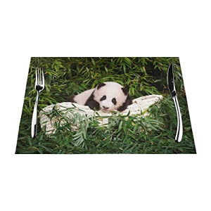 Set de table Panda blanc en polyester 45.7x30.5 cm
