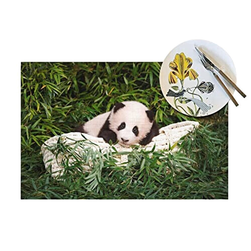 Set de table Panda blanc en polyester 45.7x30.5 cm variant 2 